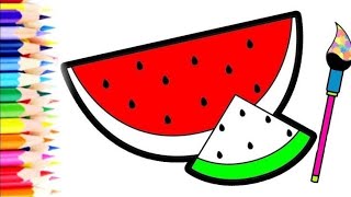 Drawing, Watermelon 🍉 Slice For Kids | Watermelon | Fruit | Art For Kids