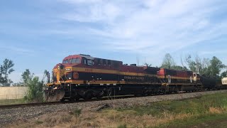 KCSM 4539 and KCS 3929 four car mixed freight