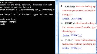 CBSE CLASS XII Mysql - String Functions--TRIM functions