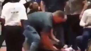 Arnol Schwarzenegger is dropkick in a event