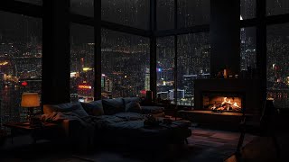 Rain \u0026 fire: The Perfect Cozy Night in the City 🌧️🔥 Sleep, Relax, Unwind