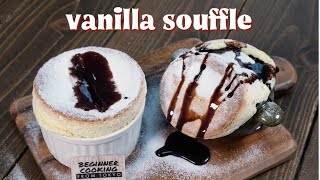 Recipe for Fluffy Vanilla Soufflé with Chocolate Sauce