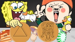 DONA vs SpongeBob Dalgona Mukbang Animation Squid game 도나 VS 스폰지밥 달고나 애니 먹방