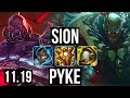 SION & Caitlyn vs PYKE & Miss Fortune (SUPPORT) | 2.9M mastery, 3/2/8 | KR Diamond | v11.19