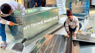 How to make Iron TRUNK Box in Street Manufacturer Perfect Metal Curve || Making Storage Trunk