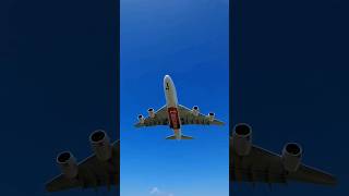 Airbus A380 Emirates overhead arrival at Rome Fiumicino Airport #aviation #emirates #planespotting