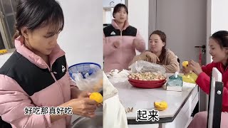 小陈的老挝媳妇儿 小梅乔迁完 开始整理厨房 给大家削水果吃