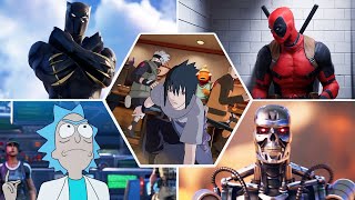 All Fortnite Crossover Trailers and Shorts (Seasons 1-17)  - Naruto, Marvel, DC, Gaming Legends