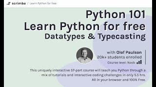Python 101: Part 6 Datatypes & Typecasting - Learn Python for beginners Tutorial