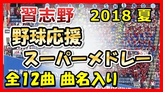 【習志野高校 野球応援 吹奏楽 】2018夏 野球応援メドレー 全12曲 曲名入り 西千葉大会 ＠ZOZOマリンスタジアム レッツゴー習志野 モンキーターン ダンシングヒーロー ブラバン