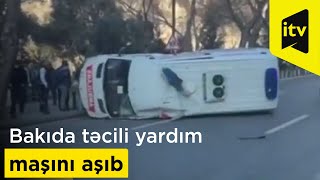 Bakıda təcili yardım maşını aşıb