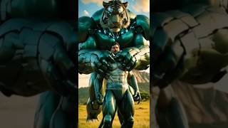 Transformation: Robotics hulk connecting with tiger | Dinosaur merged man | #ai #aivideo #marvel