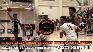 #1 2020 Jalen Green vs UConn Commit James Akinjo Gets HEATED !!! Salesian vs San Joaquin Memorial