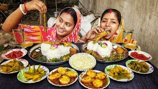 Bengali food🤤with punishment cow dung(গোবর)🤣... Miss koro na keu..