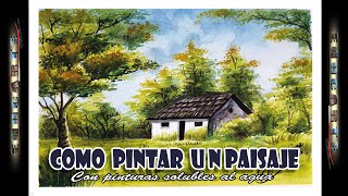 Aprende a PINTAR UN PAISAJE  utilizando  acuarela,  tempera y  tintes |  Técnicas  PASO A  PASO