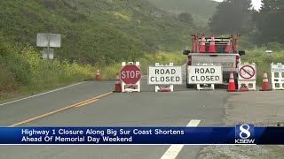 Highway 1 closure along Big Sur coast shortens