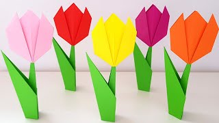 🌷 Как сделать тюльпан из бумаги своими руками ОРИГАМИ Тюльпан Подарок на 8 марта маме своими руками