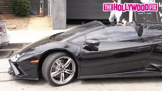 Vanessa Hudgens Shows Off Her New Lamborghini While Leaving Her Morning Workout At DogPound Gym