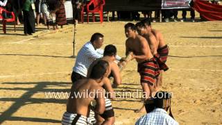 Mizo lads play Insuknawr sport, Mizoram