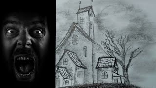Online classes: How to Draw a Haunted House Very Easy |  Ghost house drawing