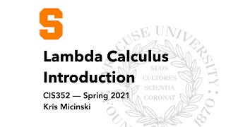 L16: Lambda Calculus Introduction