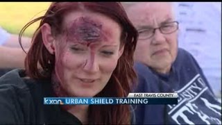 Emergency responders practice for a terror attack
