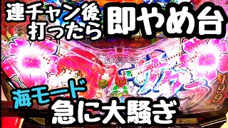 連チャン後即やめされた台打ってみたら海モード急に大騒ぎし始めました。【Pスーパー海物語 IN 沖縄5 桜ver.199】