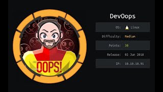 Hack The Box - Medium Madness - DevOops (XML XXE / GIT / SSH)