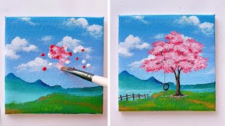 scenery painting || easy painting technique || acrylic painting tutorial #art #painting