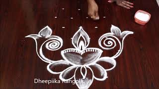 Deepam muggulu designs with 6*3 dots for Friday / easy diya kolam