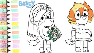 Bluey Frisky and Uncle Rad Wedding Coloring | Coloring With @enjoykidsstv