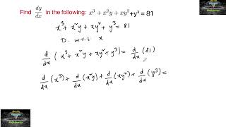 Find dy/dx of x³+x²y+xy²+y³=81 Ncert Continuity and Differentiability