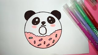 HOW TO DRAW A CUTE PANDA DONUT - EASY DRAWING STEP BY STEP