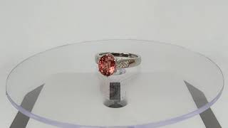 Кольцо с натуральным турмалином Padparadsha 2.86 ct и белым топазом Сертификат Размер 17 Серебро 925