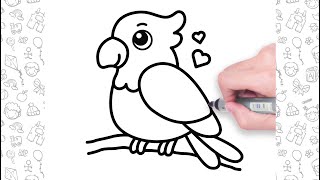 Learn to draw a CUTE Bird Easy Step by Step For Kids