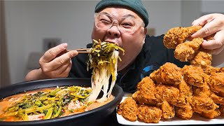 더고아재! 입맛 없는 요즘.. 시원한 열무 국수에 후라이드 닭다리 먹방 🇰🇷│Yulmu-guksu, Fried Chicken Drumsticks Mukbang Eatingshow