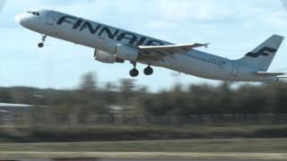 Finnair planes arriving and departing Helsinki-Vantaa airport