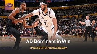 Anthony Davis Highlights: AD Dominates with 37 points, 18 rebounds in Lakers win over KD & Brooklyn