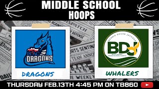 Middle School Hoops: Isaac Dragons   vs Bennie Dover Whalers