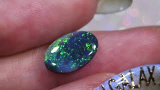 Green Sparkling Pin Fire Oval Black Opal 1.78 ct