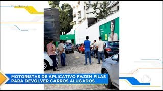 Motoristas de aplicativo fazem filas para devolver carros alugados