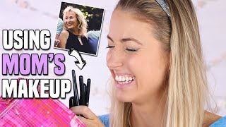 Full Face Using ONLY MOM'S MAKEUP Challenge! || + HER REACTION?!