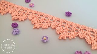 Cómo Tejer Bonita Puntilla de Crochet en Encaje 🧶