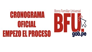 BONO FAMILIAR UNIVERSAL LINK CRONOGRAMA OFICIAL FECHAS PAGO www.bfu.gob.pe