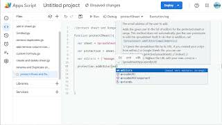 Google Apps Script Course 34: Protect range & Sheet