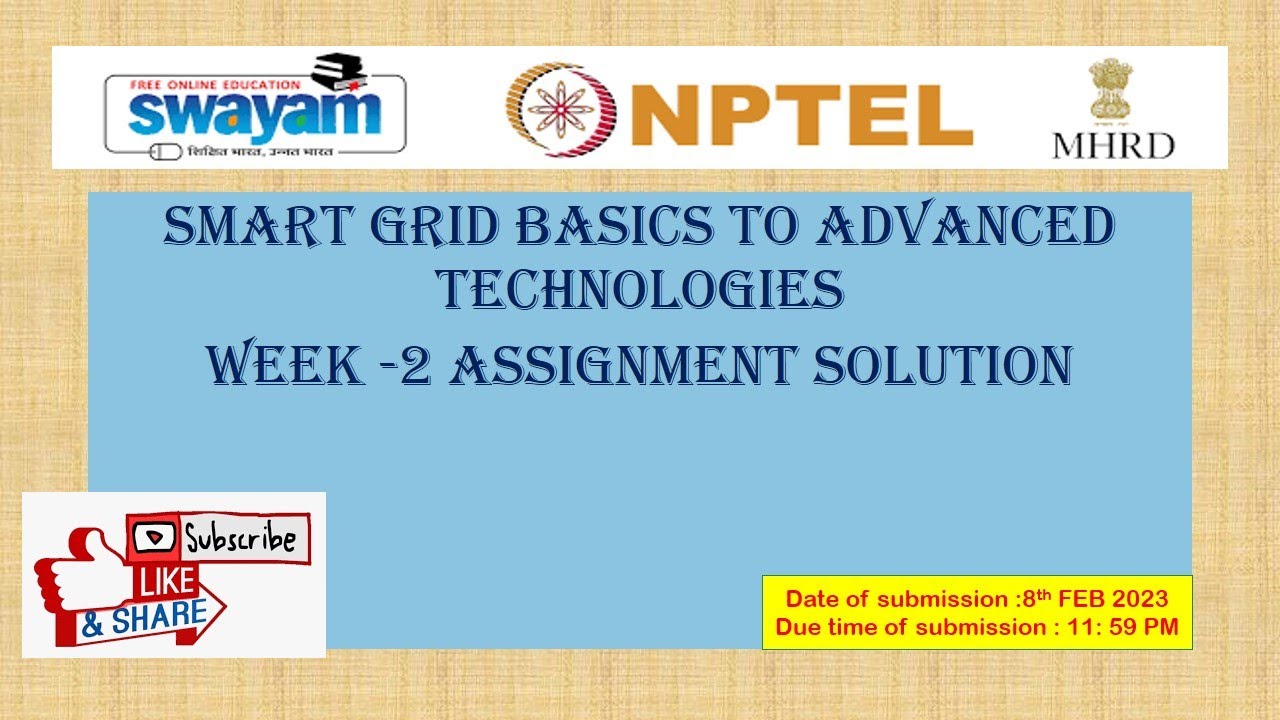 Nptel Smart Grid Basics To Advanced Technologies Assignment 2 Youtube