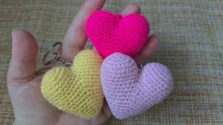 Объёмное сердце крючком. Шикарный, Милый Брелок. Volumetric crochet heart. Chic, Cute Keychain