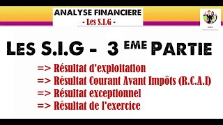 Résultats d'exploitation - Résultat courant - Résultat exceptionnel - Résultat de l'exercice (SIG 3)