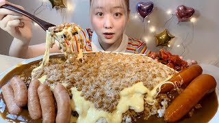 ASMR Natto Cheese Curry 2kg【English subtitles】【Mukbang/ Eating Sounds】