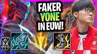 FAKER PERFECT GAME WITH YONE IN EUW SERVER! | T1 Faker Plays Yone Mid vs Leblanc!  Worlds Bootcamp